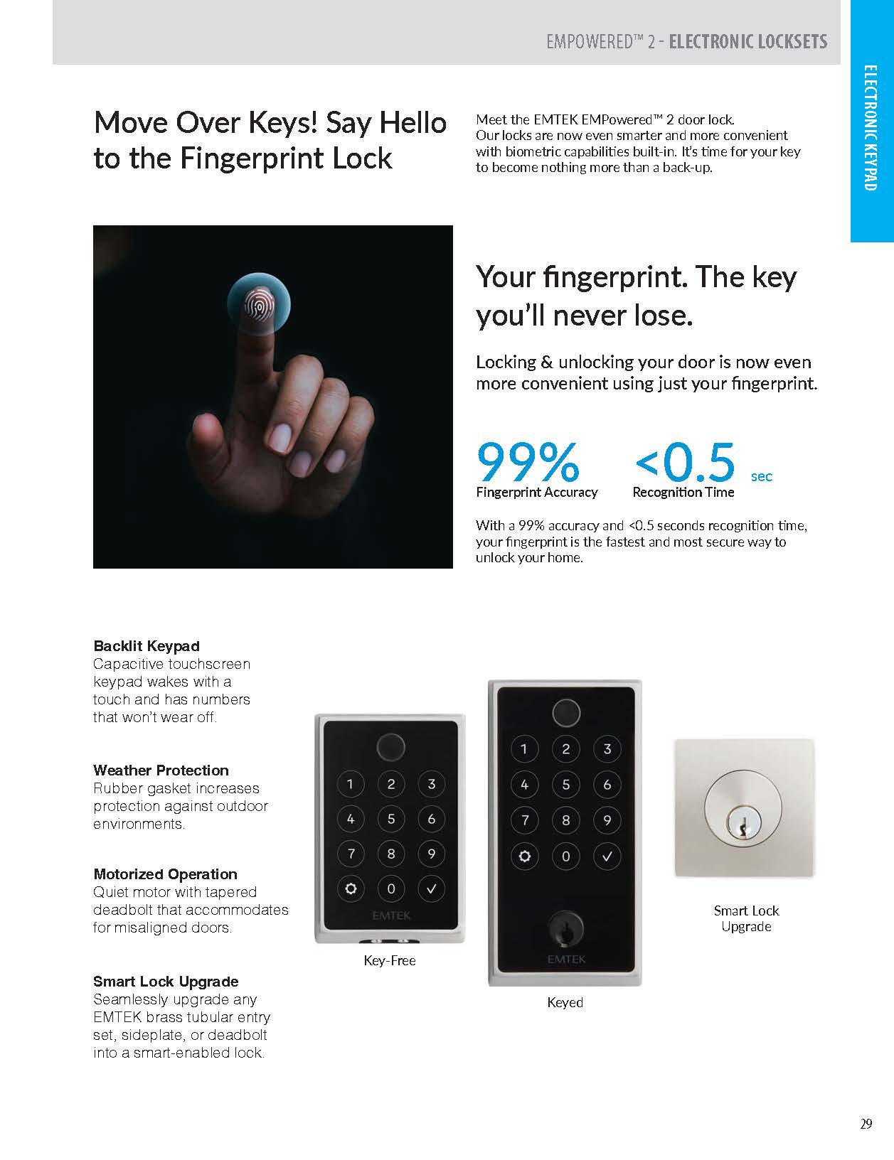 EMTEK EMPOWERED™2 Touch Deadbolt Key Free