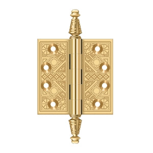 DELTANA 3-1/2" x 3-1/2" Ornate Square Corner Solid Brass Hinge