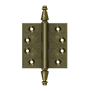 DELTANA 3-1/2" x 3-1/2" Ornate Square Corner Solid Brass Hinge