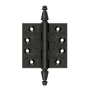 DELTANA 3-1/2" x 3-1/2" Ornate Square Corner Solid Brass Hinge