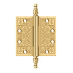 DELTANA 4" x 4" Ornate Square Corner Solid Brass Hinge