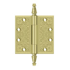 DELTANA 4" x 4" Ornate Square Corner Solid Brass Hinge