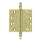 DELTANA 4" x 4" Ornate Square Corner Solid Brass Hinge