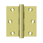 DELTANA 3" x 3" Square Corners  Solid Brass Hinge