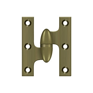 DELTANA 2-1/2" x 2"  Solid Brass, Olive Knuckel Hinge
