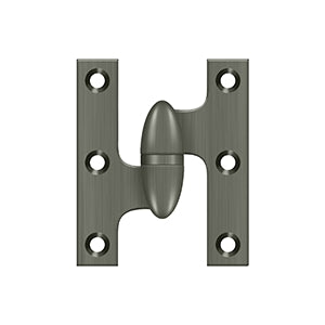 DELTANA 2-1/2" x 2"  Solid Brass, Olive Knuckel Hinge
