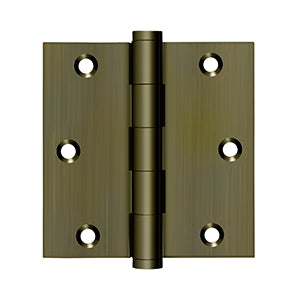 DELTANA 3-1/2" x 3-1/2" Square Corner Solid Brass Residential Hinge