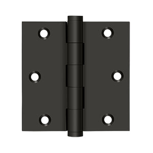 DELTANA 3-1/2" x 3-1/2" Square Corner Solid Brass Residential Hinge