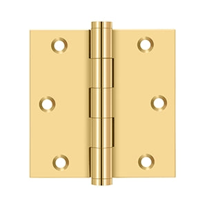 DELTANA 3-1/2" x 3-1/2" Square Corner Solid Brass Residential Hinge