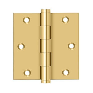 DELTANA 3-1/2" x 3-1/2" Square Corner Solid Brass Hinge