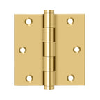 DELTANA 3-1/2" x 3-1/2" Square Corner Solid Brass Hinge