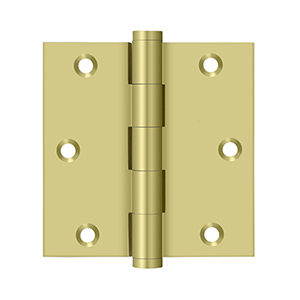 DELTANA 3-1/2" x 3-1/2" Square Corner Solid Brass Residential Hinge