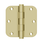 DELTANA 3-1/2" x 3-1/2" x 5/8" Radius Corner Solid Brass Residential Hinge