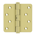 DELTANA 4" x 4" 1/4" Radius Corner Zig Zag Solid Brass Residential Hinge