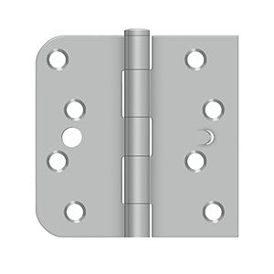 DELTANA 4" x 4" x 5/8" Radius Corners x Square Corner, Stainless Steel, Residential, Security, Hinge
