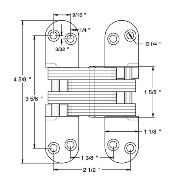 DELTANA 4-5/8" x 1-1/8" Concealed, Solid Brass, Hinge