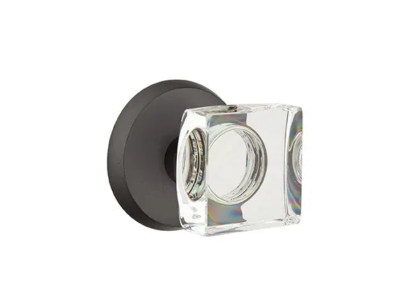 EMTEK Modern Square Glass Knob - Sandcast Collection