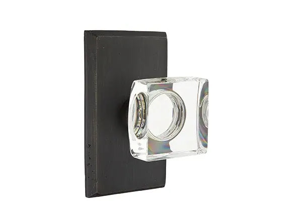 EMTEK Modern Square Glass Knob - Sandcast Collection