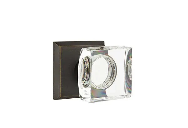 EMTEK Modern Square Glass Knob - Sandcast Collection
