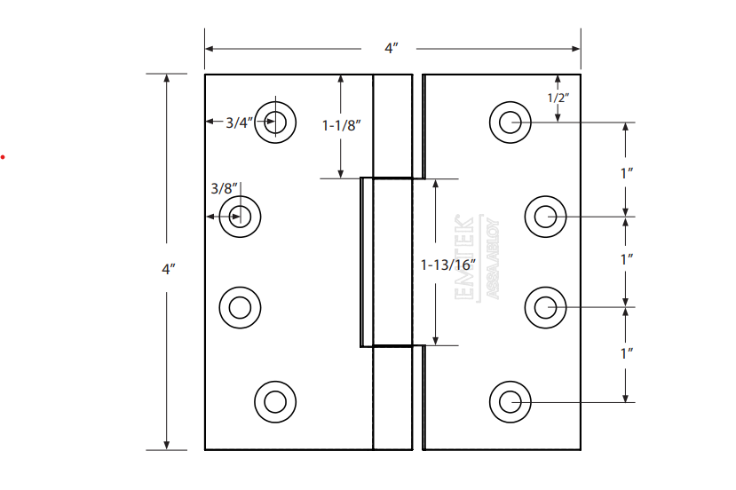 EMTEK Square Barrel Solid Brass Heavy Duty Hinges (Pair)