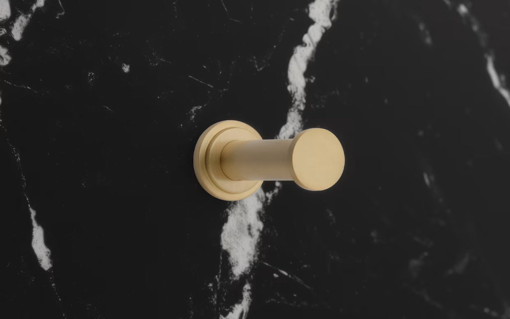 EMTEK Modern Tubular Brass Single Robe Hook With Rosette